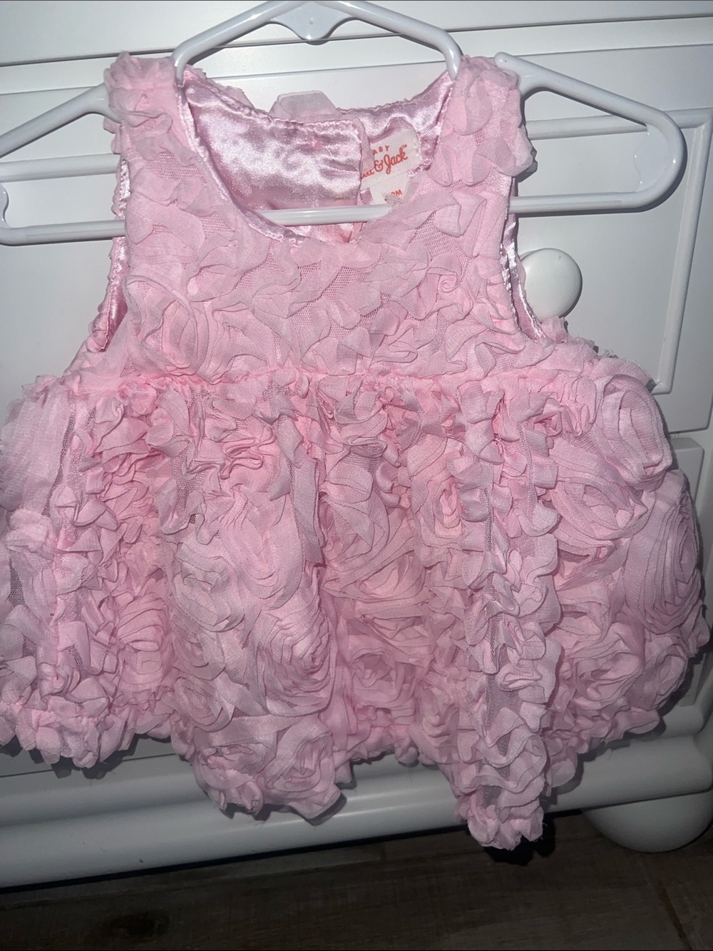 Baby Cat & Jack formal dress 6-9M pink fancy Rosette Ruffle Party Dress
